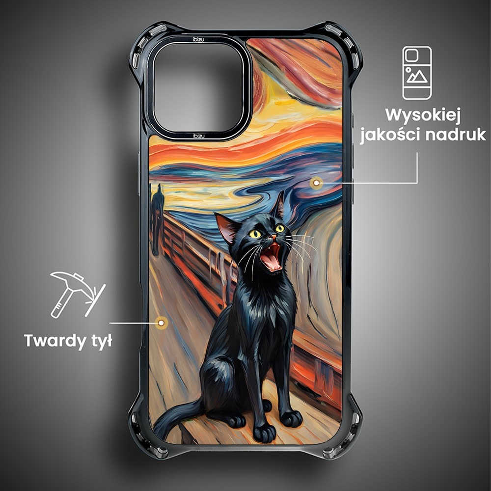 Etui do iPhone 15, Ibizu DropGuard Ultra z MagSafe, Edvard Munch, krzyk kota