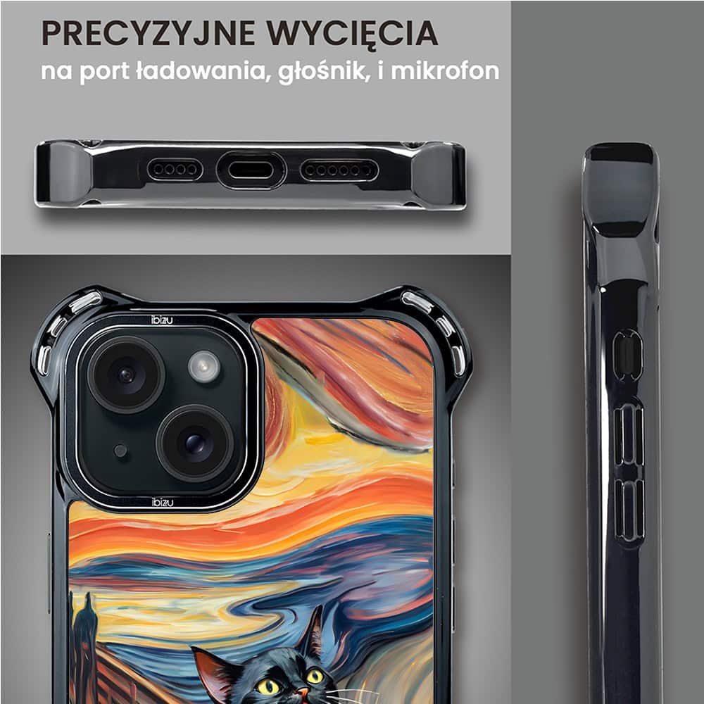 Etui do iPhone 15, Ibizu DropGuard Ultra z MagSafe, Edvard Munch, krzyk kota