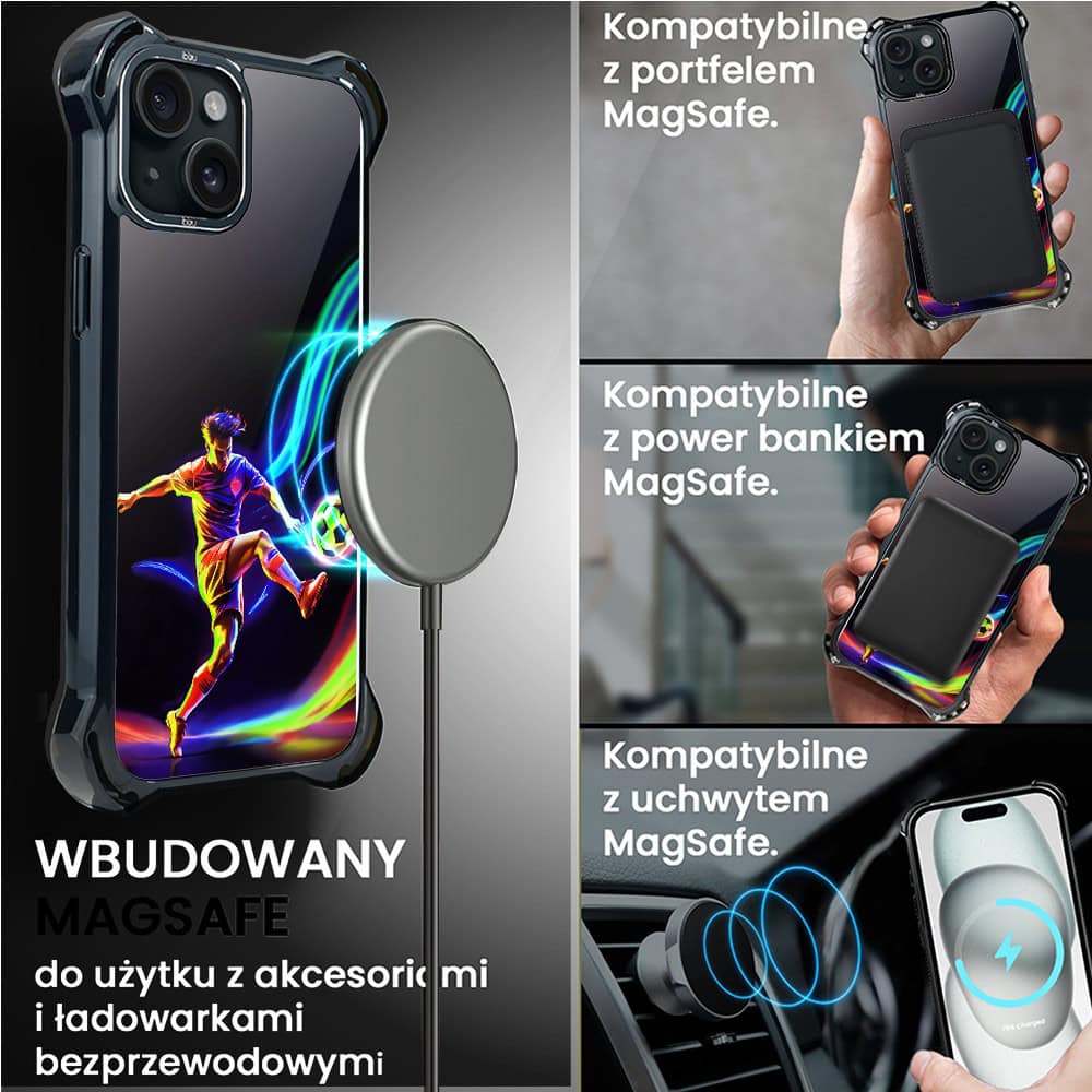 Etui do iPhone 15, Ibizu DropGuard Ultra z MagSafe, #ElectroMove, W rytmie piłki nożnej