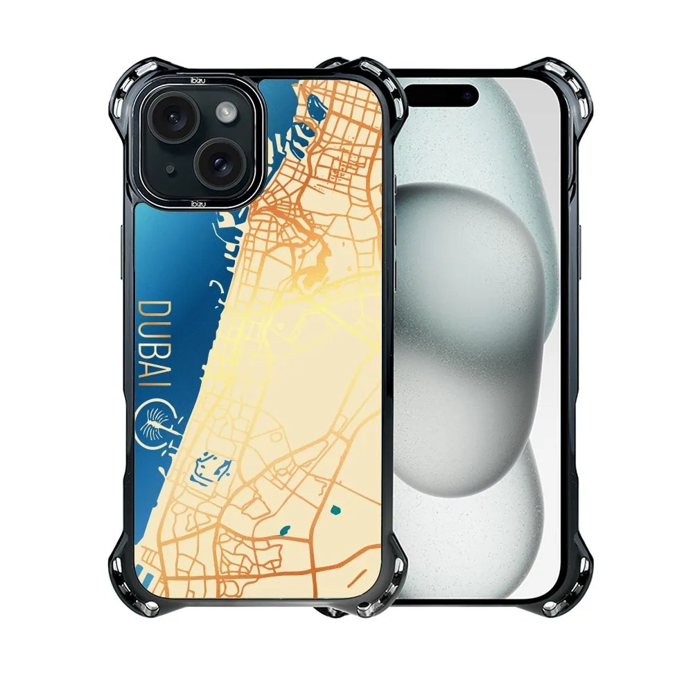 Etui do iPhone 15 Plus, Ibizu DropGuard Ultra z MagSafe, Mapy Świata, Dubai