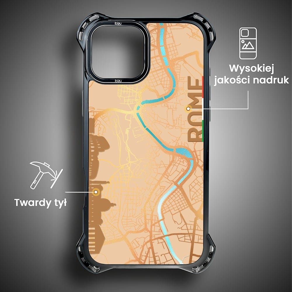 Etui do iPhone 15, Ibizu DropGuard Ultra z MagSafe, Mapy Świata, Rome
