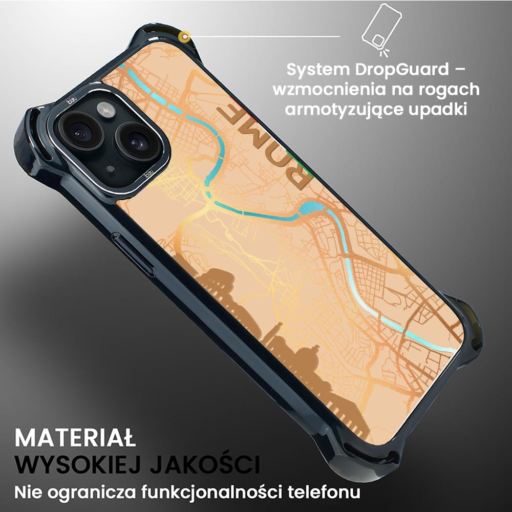 Etui do iPhone 15, Ibizu DropGuard Ultra z MagSafe, Mapy Świata, Rome