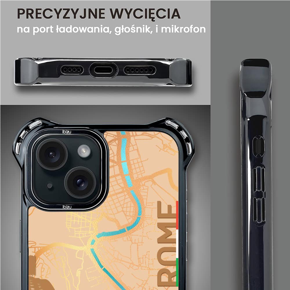 Etui do iPhone 15, Ibizu DropGuard Ultra z MagSafe, Mapy Świata, Rome