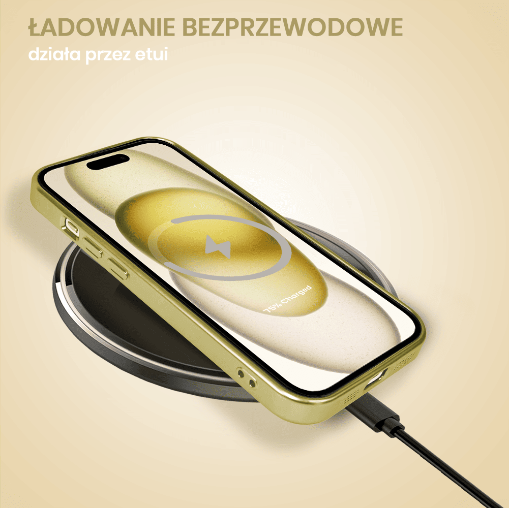 Etui do iPhone 15 Plus MagSafe Luxury Protect przeźroczyste, z osłoną aparatu, Titanium Finish, złoty tytan
