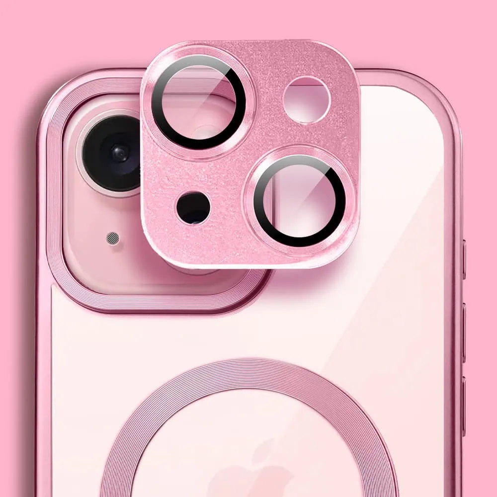 Etui do iPhone 15 Plus MagSafe Luxury Titanium Finish, przeźroczyste, różowe
