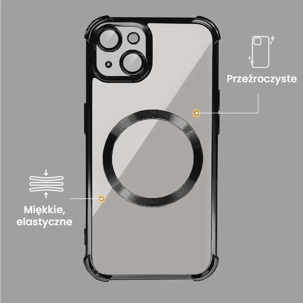 Etui do iPhone 15 Magsafe Luxury Anti-Shock Lens Protect, czarne