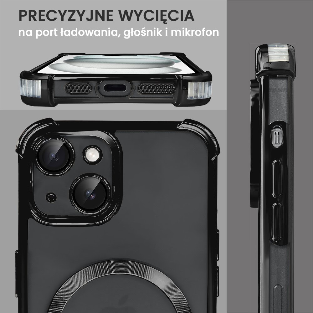 Etui do iPhone 15 Magsafe Luxury Anti-Shock Lens Protect, czarne