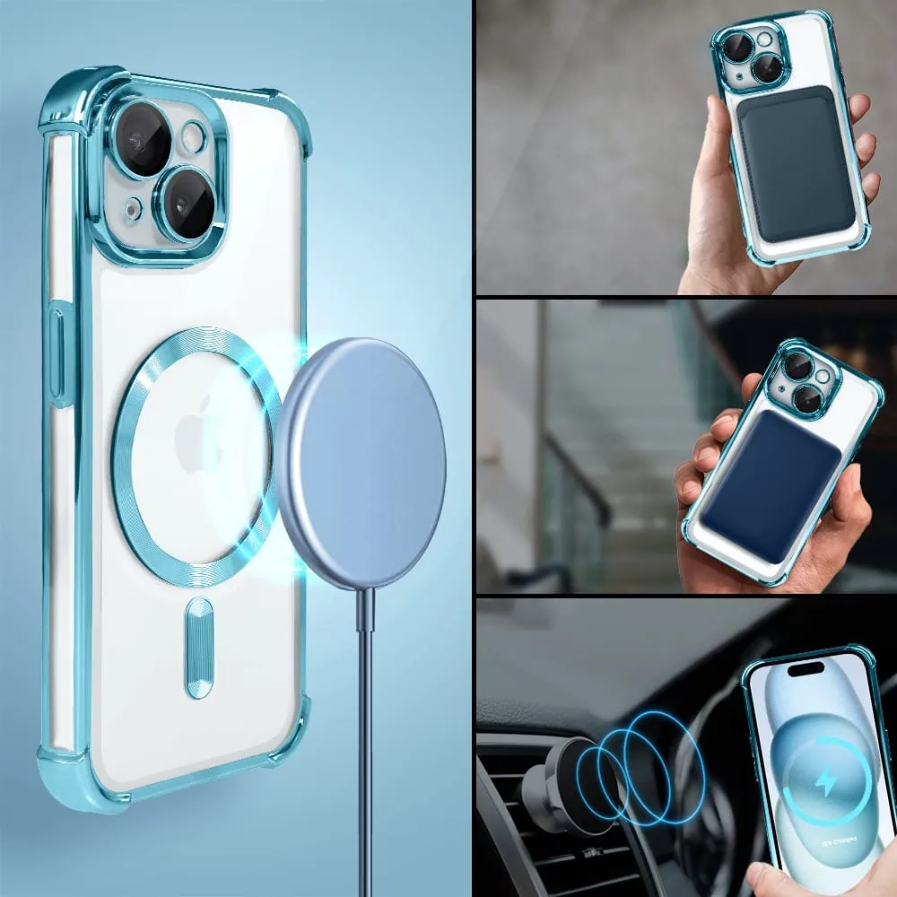Etui do iPhone 15 Plus Magsafe Luxury Anti-Shock Lens Protect, morskie