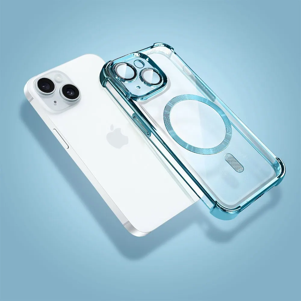 Etui do iPhone 15 Plus Magsafe Luxury Anti-Shock Lens Protect, morskie