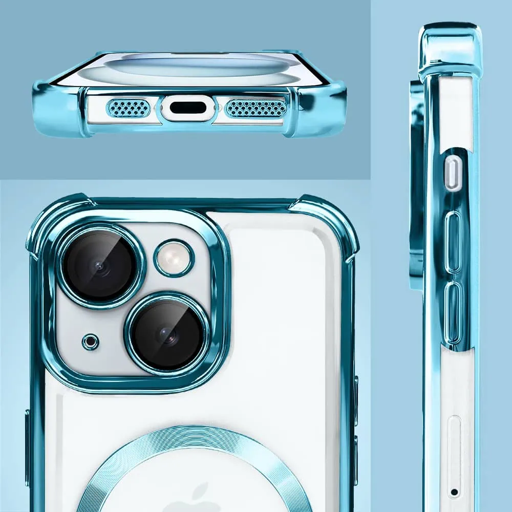 Etui do iPhone 15 Plus Magsafe Luxury Anti-Shock Lens Protect, morskie