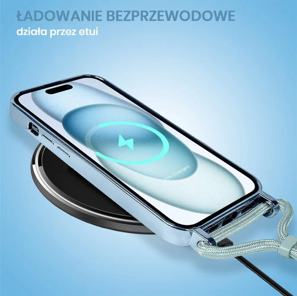 Etui do iPhone 15 Plus Magsafe Slim Crossbody, jak torebka, niebieskie