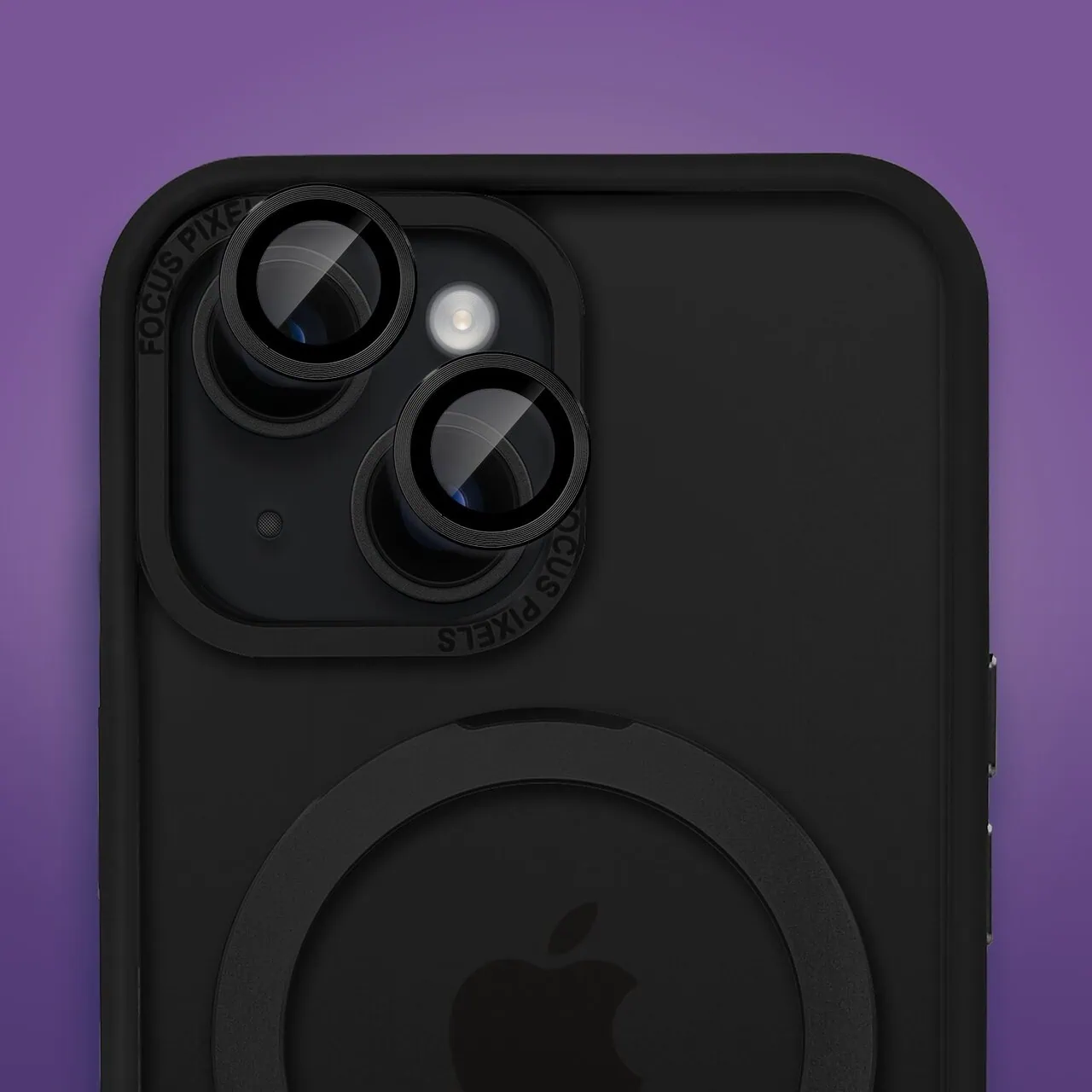 Etui do iPhone 15 Metal Cam MagSafe Stand z podstawką, twarde, półprzeźroczyste, czarne