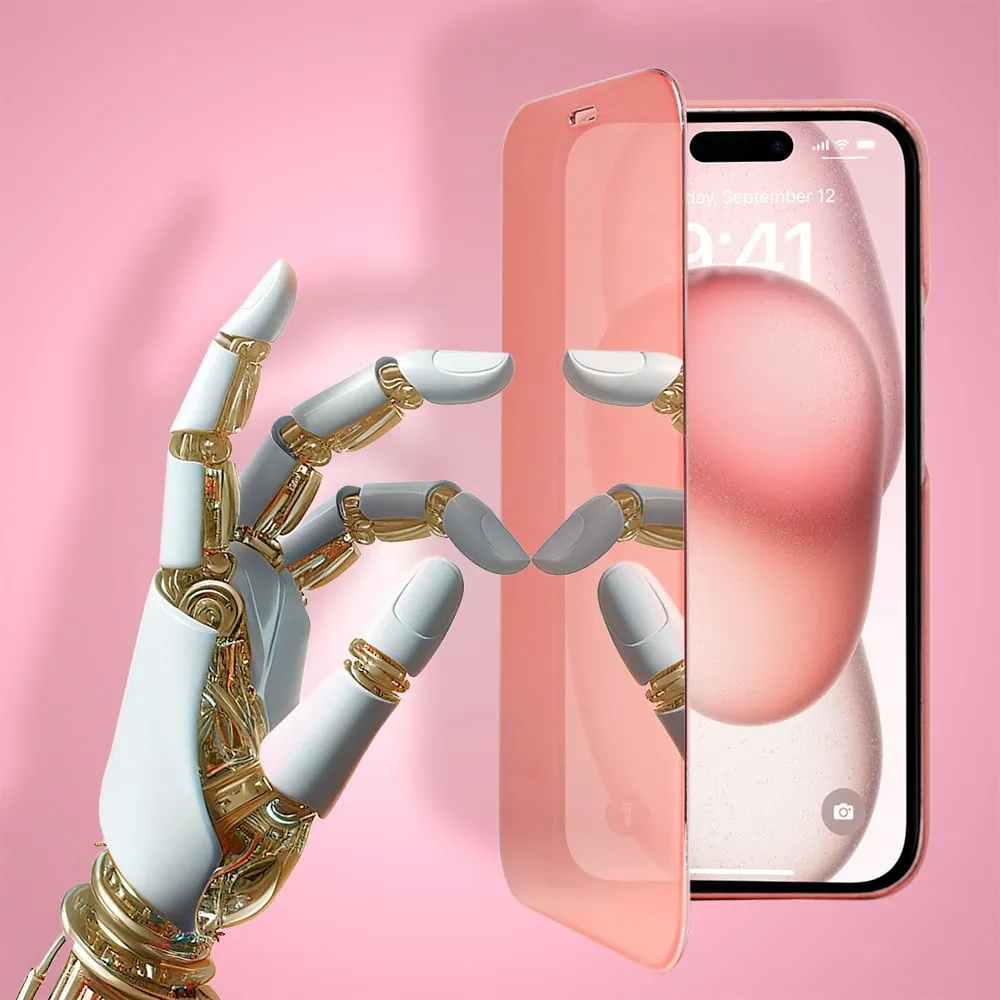 Etui do iPhone 15 Plus Mirror View zamykane typu książka, eleganckie lustrzane, różowe