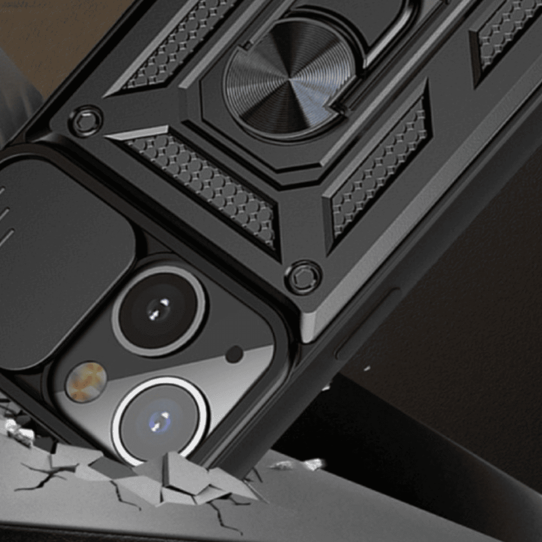 Etui do iPhone 15 pancerne z magnetycznym uchwytem, osłona kamery, czarne