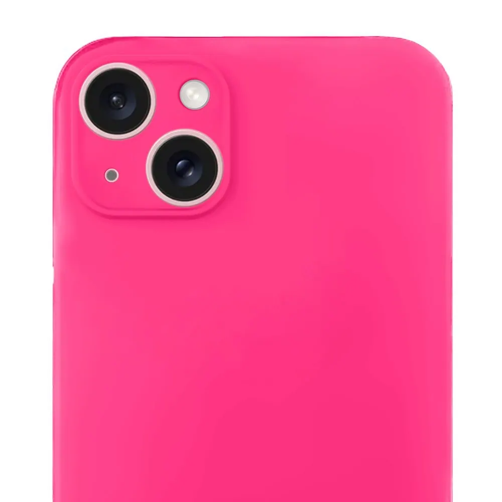 Etui do iPhone 15 Plus silikonowe z mikrofibrą soft touch z osłoną kamery, różowe