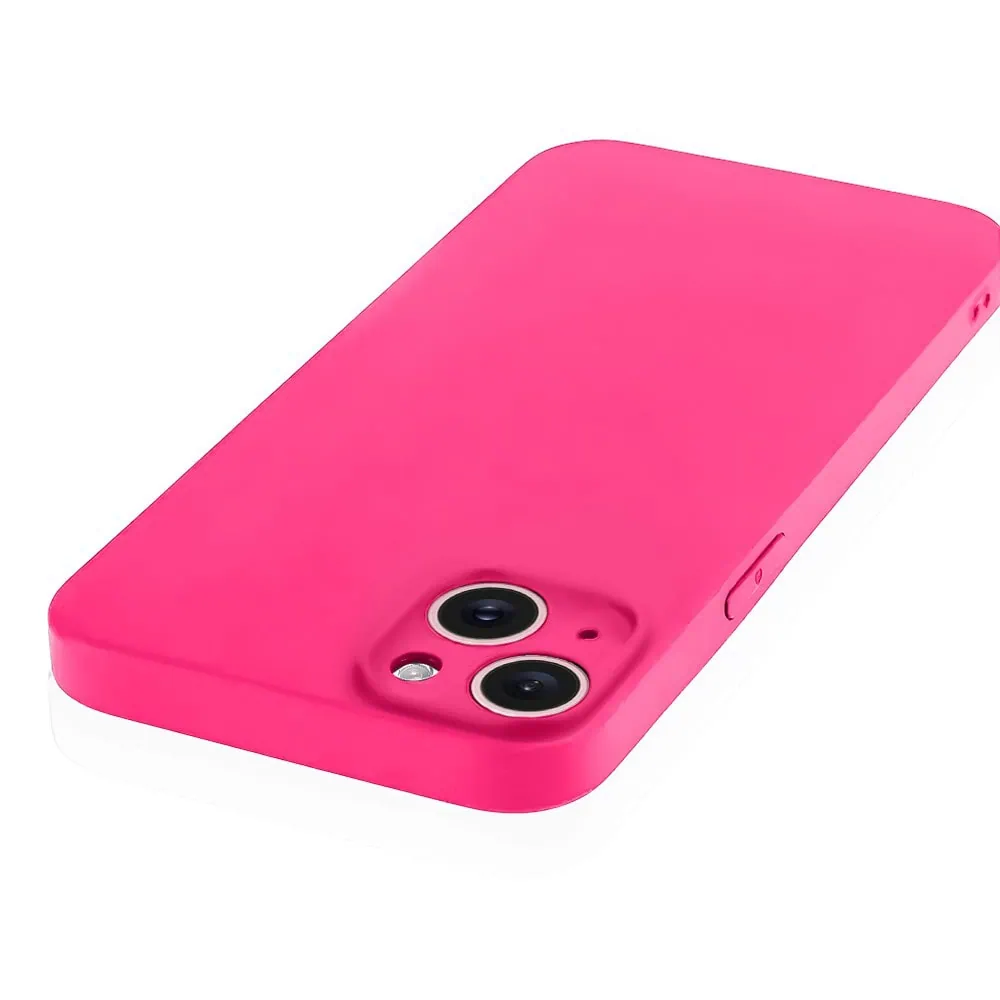 Etui do iPhone 15 Plus silikonowe z mikrofibrą soft touch z osłoną kamery, różowe