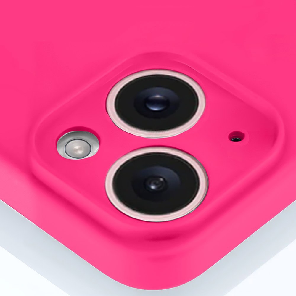 Etui do iPhone 15 Plus silikonowe z mikrofibrą soft touch z osłoną kamery, różowe