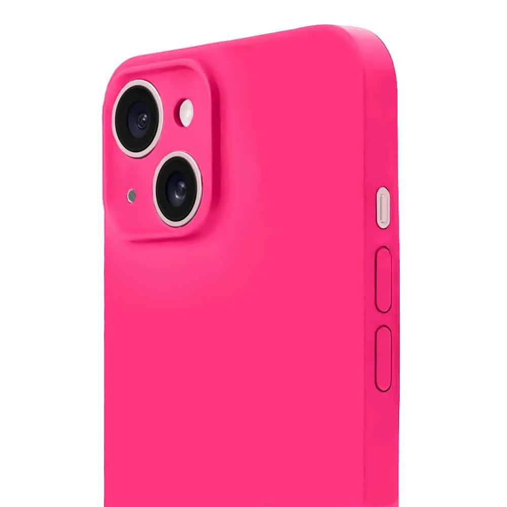 Etui do iPhone 15 Plus silikonowe z mikrofibrą soft touch z osłoną kamery, różowe