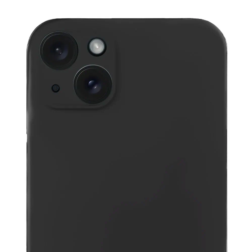 Etui do iPhone 15 silikonowe z mikrofibrą soft touch z osłoną na aparat, czarne