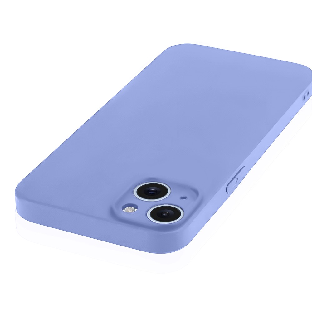 Etui do iPhone 15 silikonowe z mikrofibrą soft touch z osłoną na aparat, fioletowe liliowe