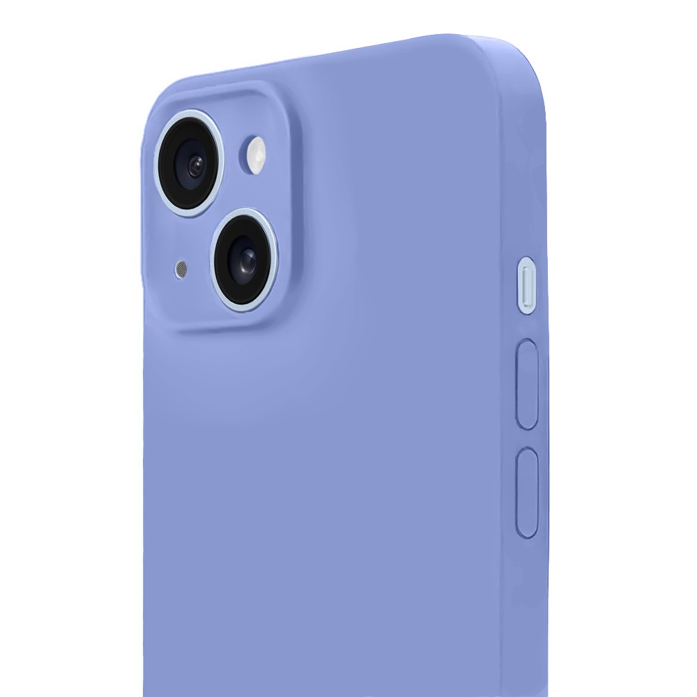 Etui do iPhone 15 silikonowe z mikrofibrą soft touch z osłoną na aparat, fioletowe liliowe