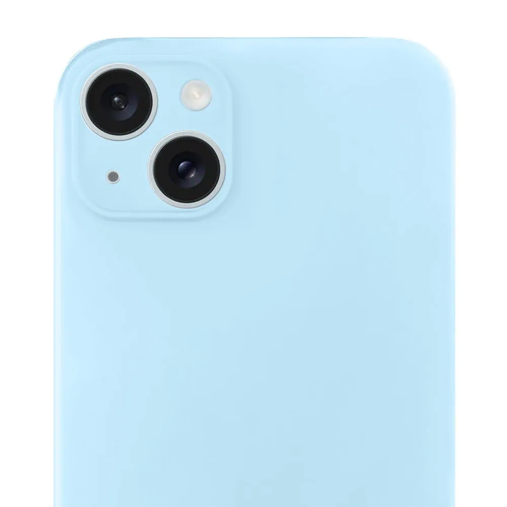 Etui do iPhone 15 Plus silikonowe z mikrofibrą soft touch z osłoną na aparat, jasny niebieski