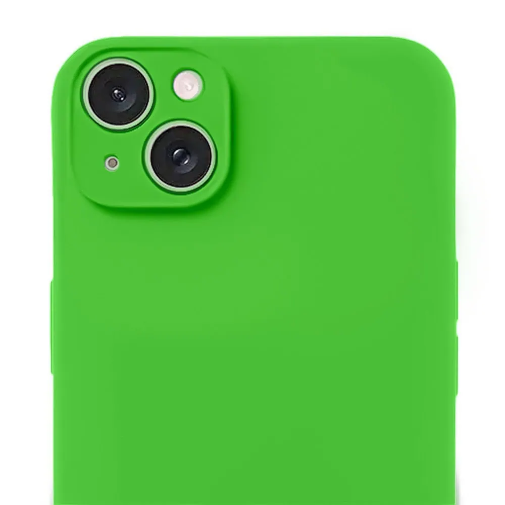 Etui do iPhone 15 Plus silikonowe z mikrofibrą soft touch z osłoną na aparat, wiosenna zieleń