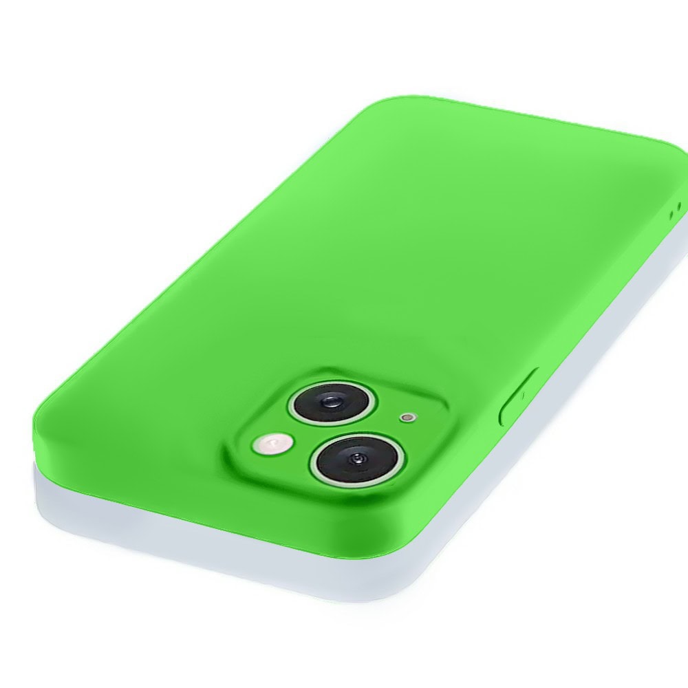 Etui do iPhone 15 Plus silikonowe z mikrofibrą soft touch z osłoną na aparat, wiosenna zieleń