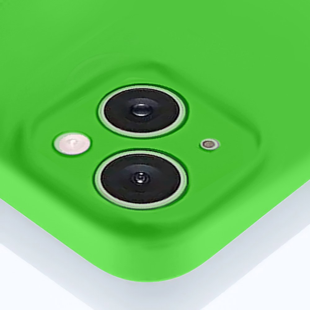 Etui do iPhone 15 Plus silikonowe z mikrofibrą soft touch z osłoną na aparat, wiosenna zieleń