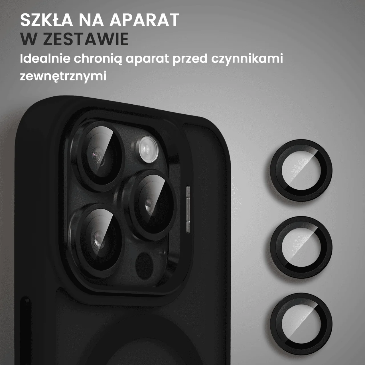 Etui do iPhone 15 Pro Max Arctic Stand, półprzeźroczyste, z osłoną aparatu i podstawką, czarne