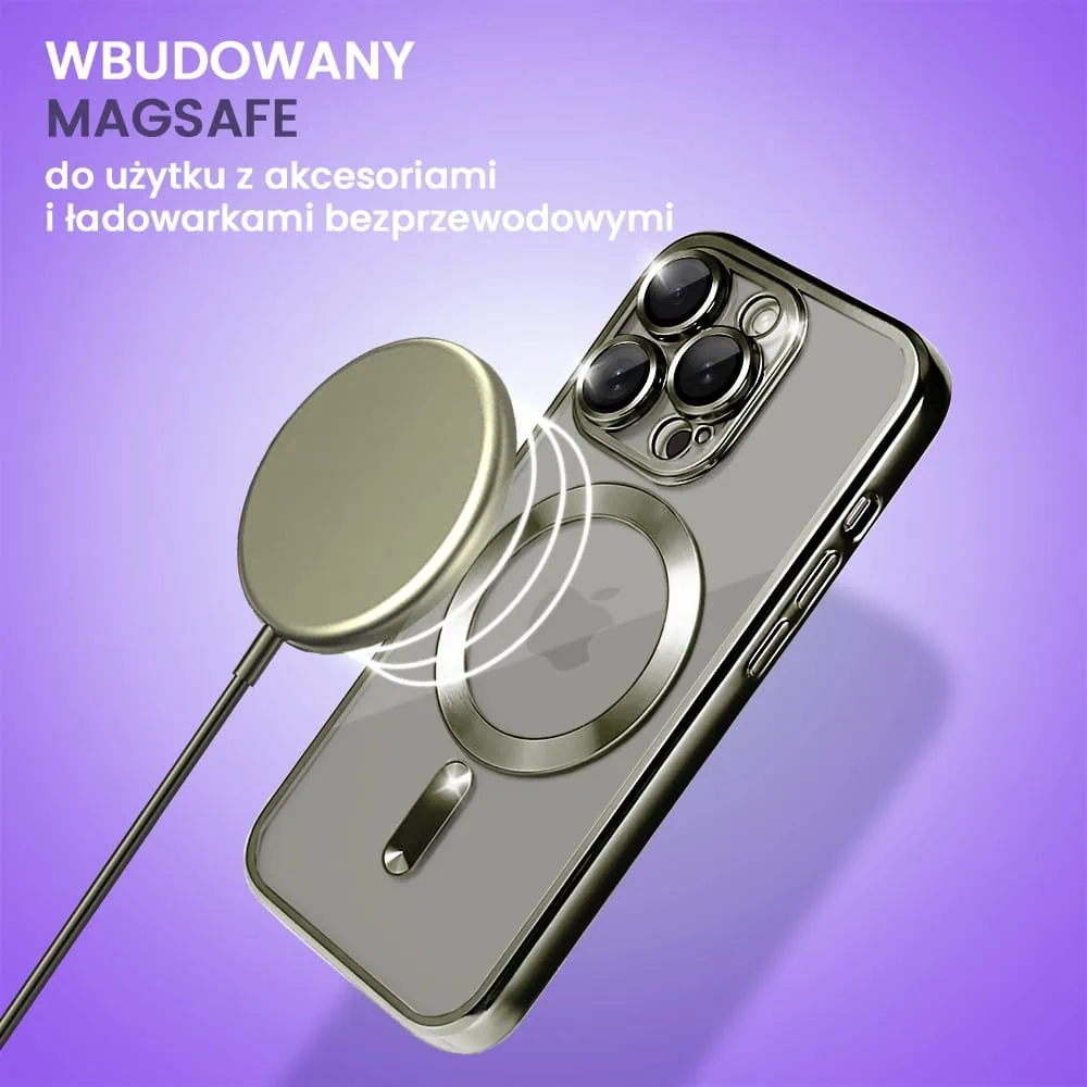 Etui do iPhone 15 Pro MagSafe Luxury Protect przeźroczyste, hybrydowa ochrona kamery, tytanowe