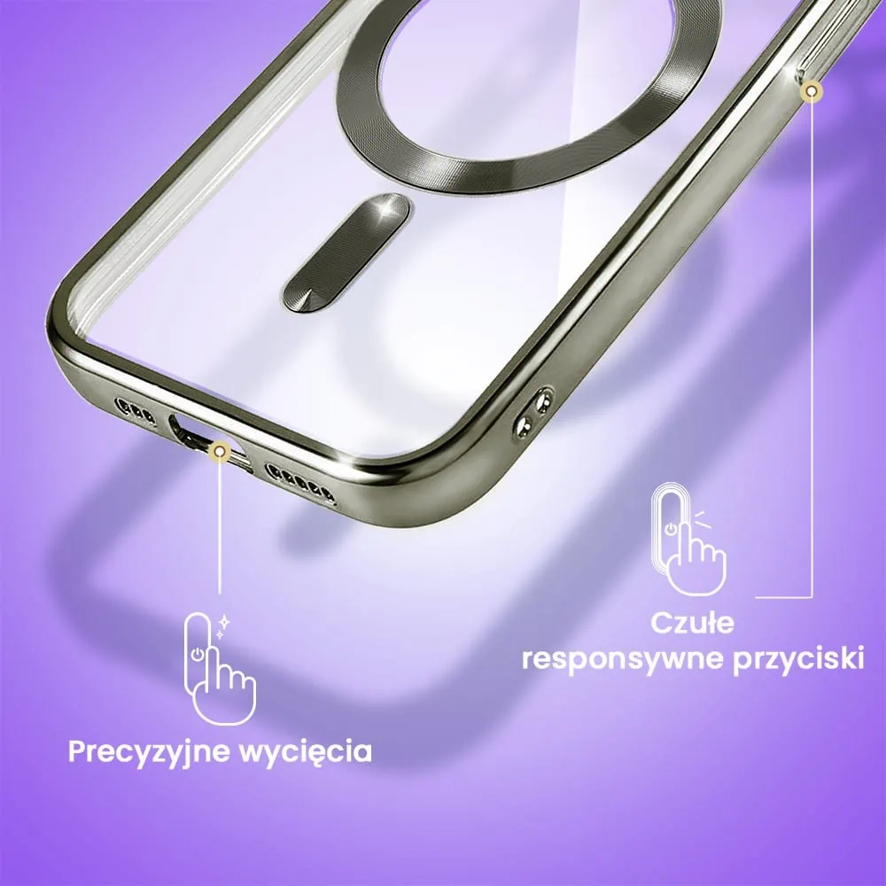 Etui do iPhone 15 Pro MagSafe Luxury Protect przeźroczyste, hybrydowa ochrona kamery, tytanowe