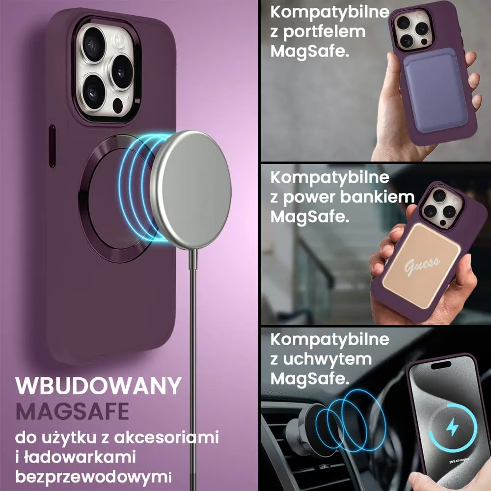Etui do iPhone 15 Pro Max Noble MagSafe Color, silikonowe, śliwkowe