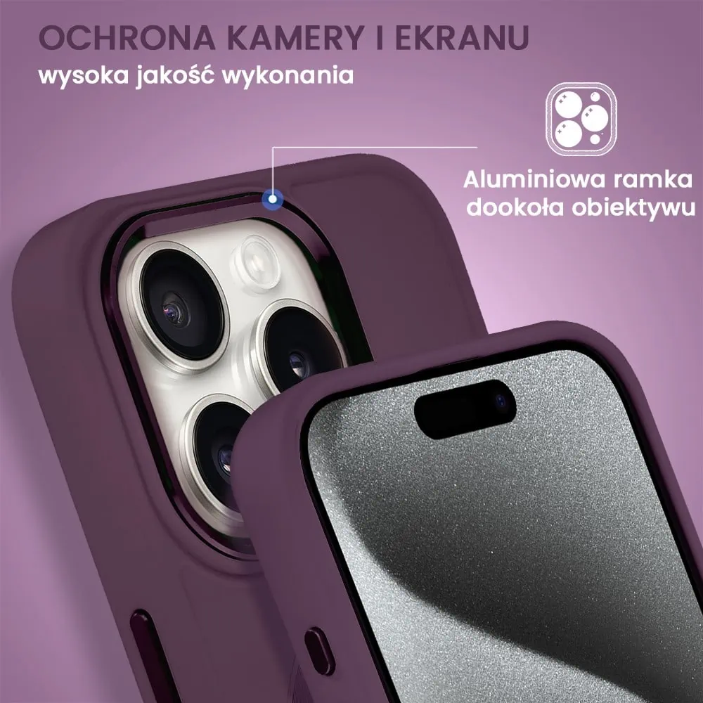 Etui do iPhone 15 Pro Max Noble MagSafe Color, silikonowe, śliwkowe