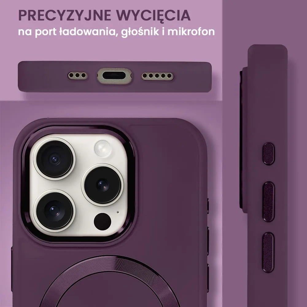 Etui do iPhone 15 Pro Max Noble MagSafe Color, silikonowe, śliwkowe