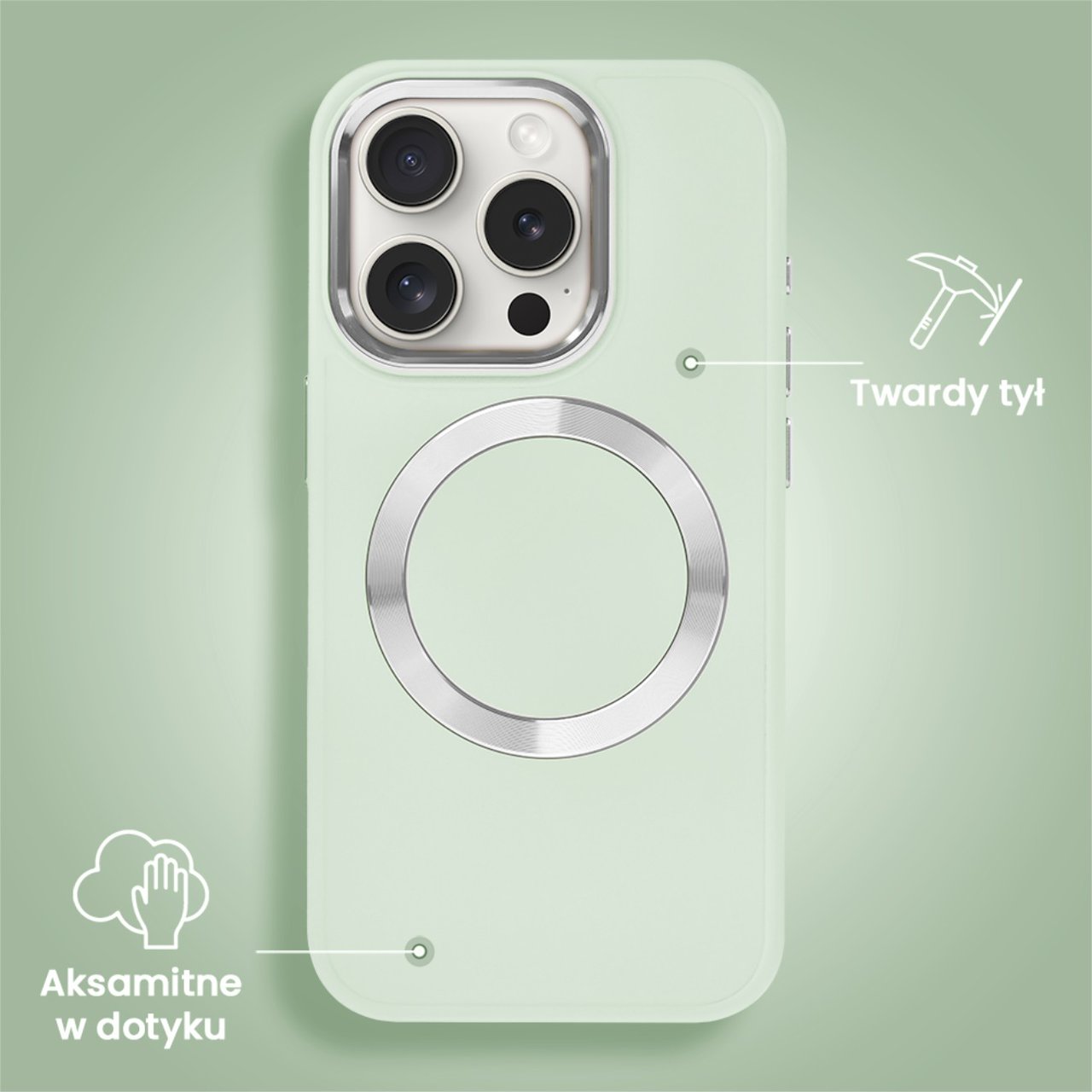 Etui do iPhone 15 Pro Max Noble MagSafe Color, silikonowe, krem pistacjowy (OUTLET)