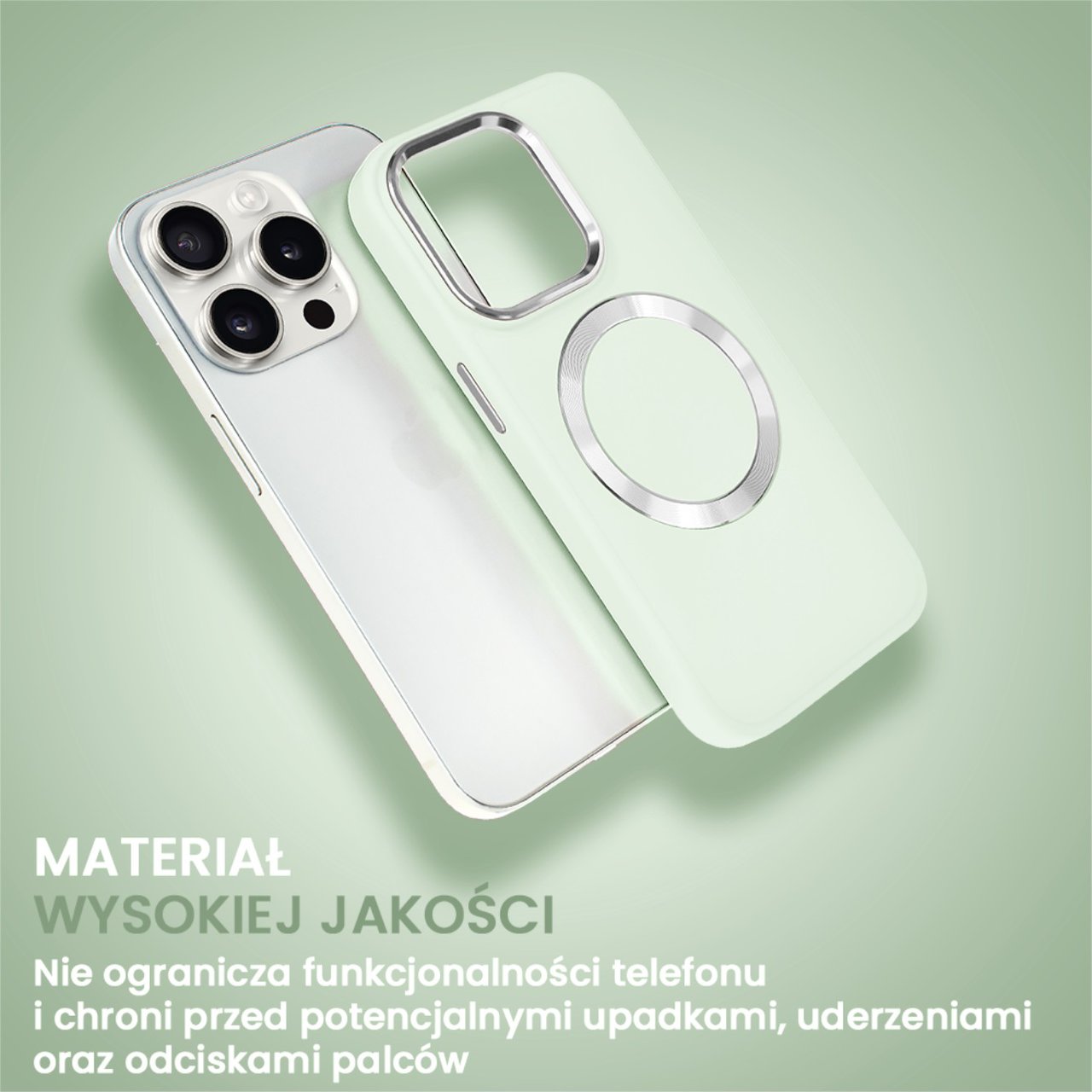 Etui do iPhone 15 Pro Max Noble MagSafe Color, silikonowe, krem pistacjowy (OUTLET)