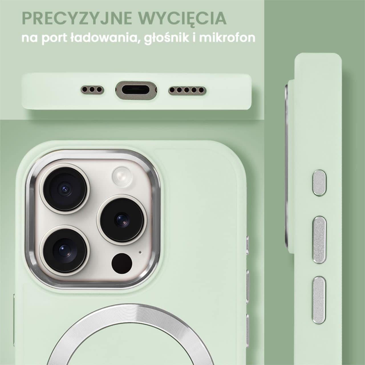 Etui do iPhone 15 Pro Max Noble MagSafe Color, silikonowe, krem pistacjowy (OUTLET)