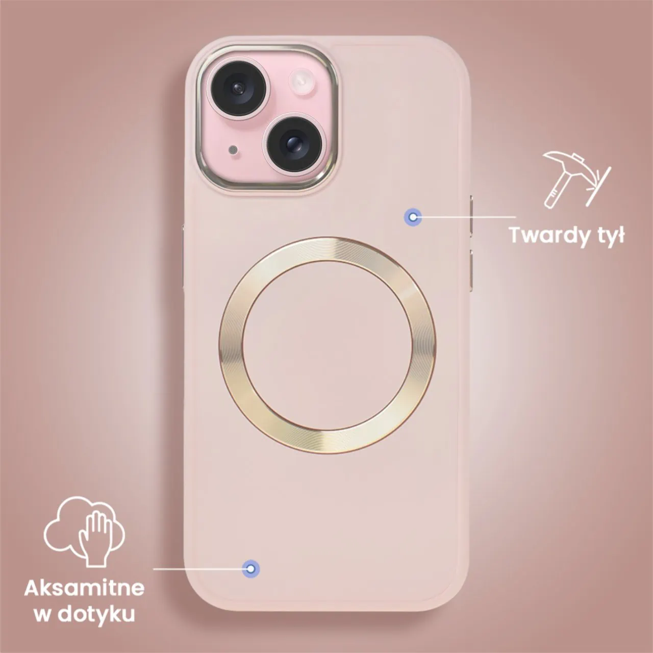Etui do iPhone 15 Noble MagSafe Color, silikonowe, różowe