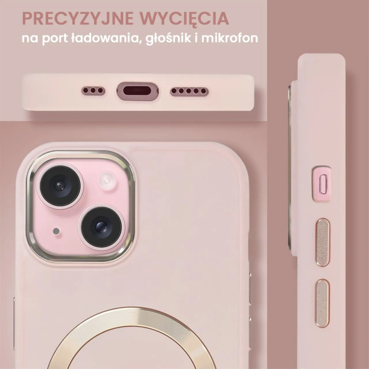 Etui do iPhone 15 Noble MagSafe Color, silikonowe, różowe