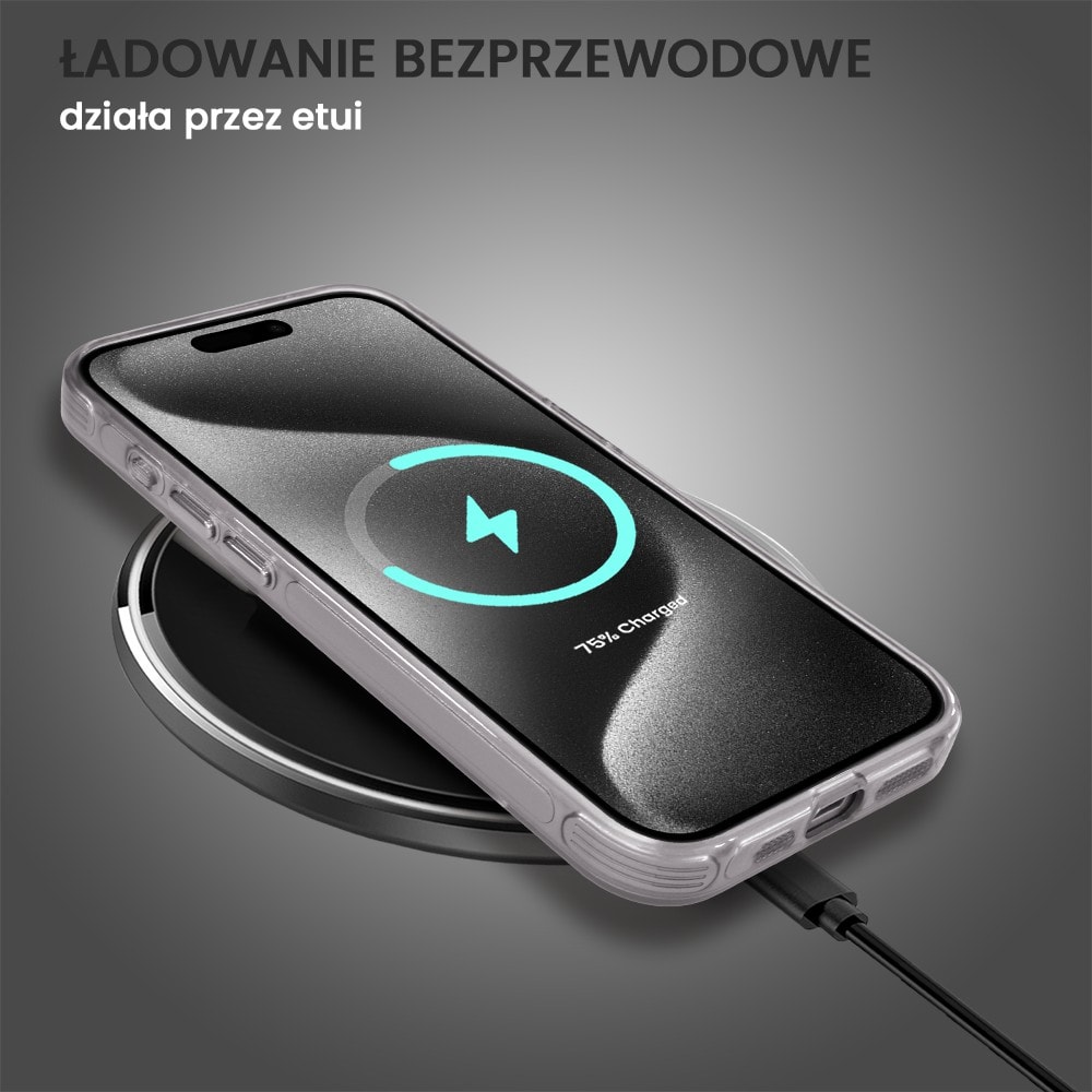 Etui do iPhone 15 Pro cienkie, wzmocnione, z ochroną anti shock oraz głośników, srebrne