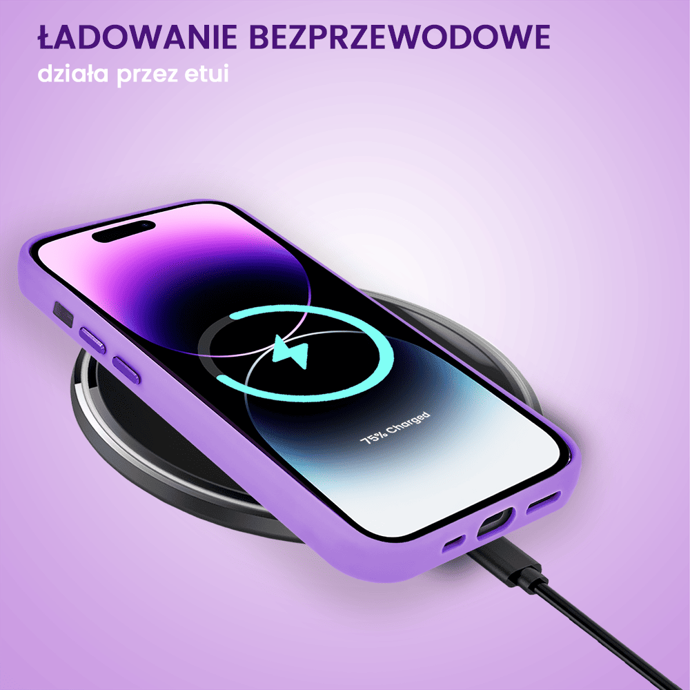 Etui do iPhone 14 Pro Arctic Stand, półprzeźroczyste, z osłoną aparatu i podstawką, purpurowe