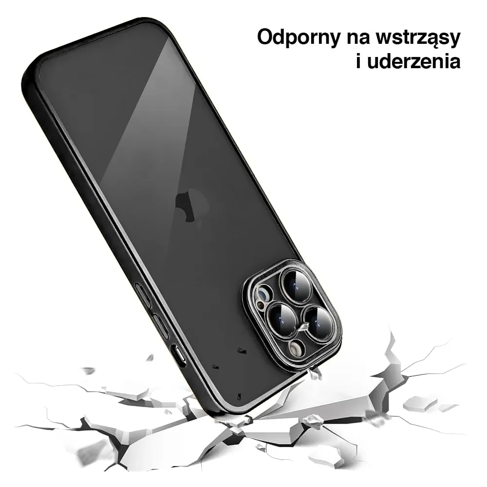 Etui do iPhone 15 Pro Max Black Edition przeźroczyste Sulada oryginal, czarne