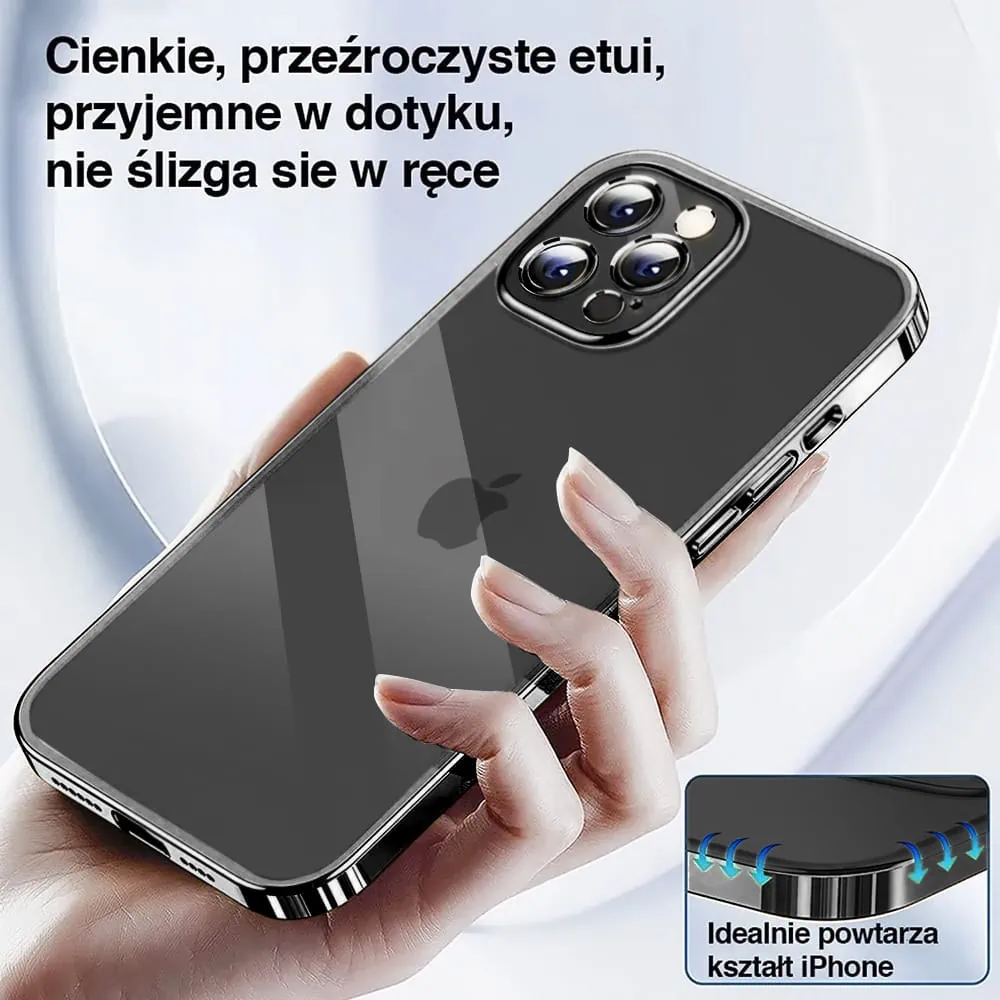 Etui do iPhone 15 Pro Max Black Edition przeźroczyste Sulada oryginal, czarne