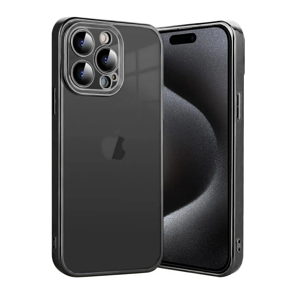 Etui do iPhone 15 Pro Max Black Edition przeźroczyste Sulada oryginal, czarne