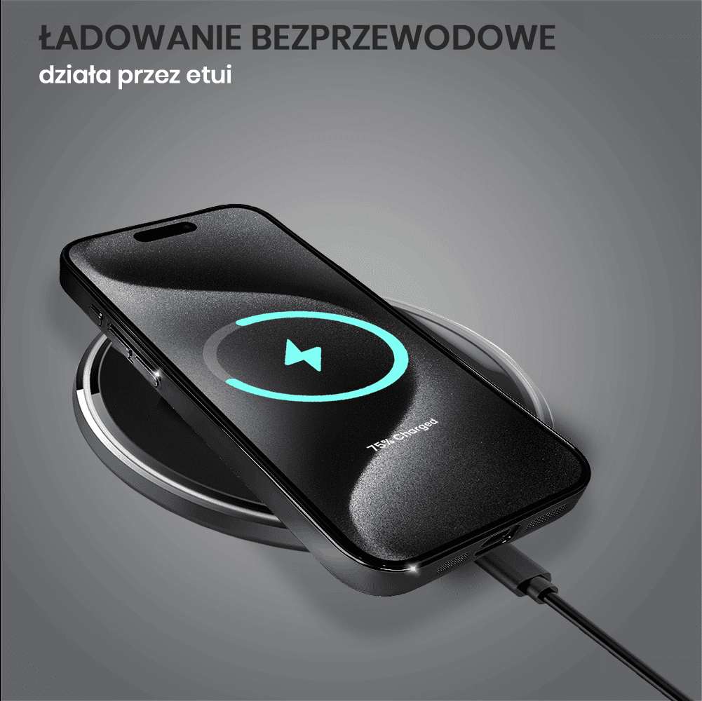 Etui do iPhone 15 Pro Cam Window, z osłoną aparatu i podstawką, twarde, czarne