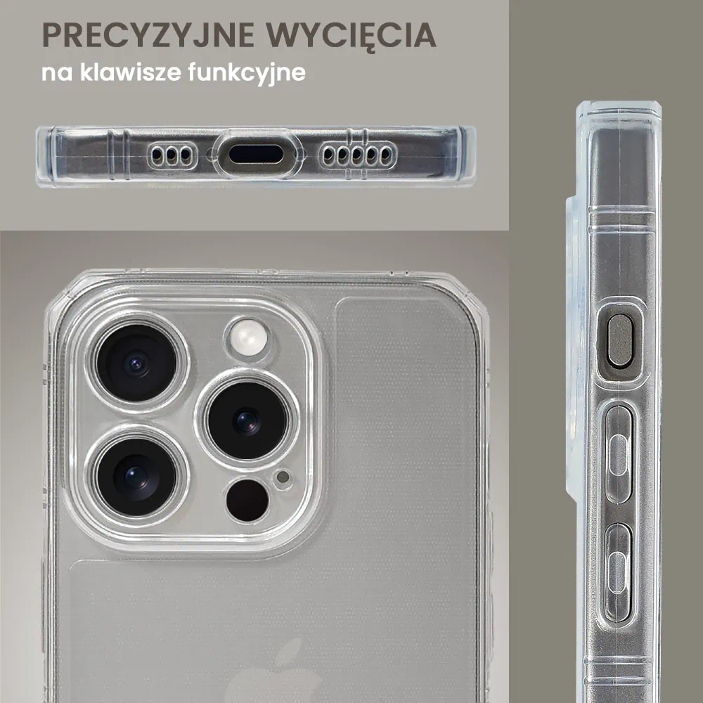 Etui do iPhone 15 Pro Camera Armor z osłoną aparatu, pancerne, przeźroczyste