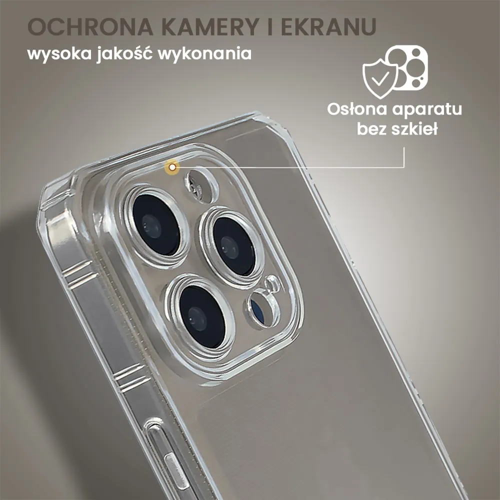 Etui do iPhone 15 Pro Camera Armor z osłoną aparatu, pancerne, przeźroczyste