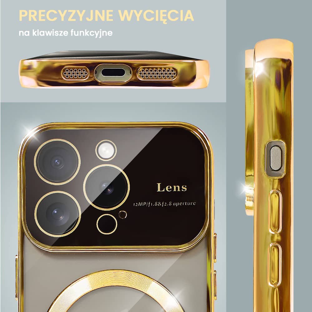 Etui do iPhone 15 Pro Max Camera Beam Magsafe, złote