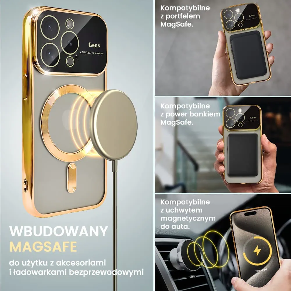 Etui do iPhone 15 Pro Max Camera Beam Magsafe, złote